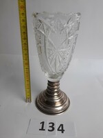 Régi ezüst talpas kristály váza - 800 -as ezüst 2.