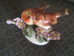 A wonderful pair of Herend porcelain birds on a flowery branch