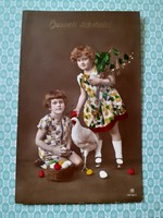 Régi húsvéti fotó képeslap 1929 gyerekek levelezőlap