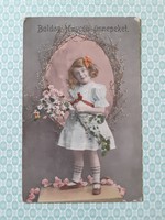 Régi húsvéti fotó képeslap 1913 levelezőlap kislány
