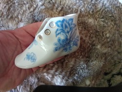 Herendi porcelán kékvirágos kiscipő pecséttel jelzett cipő