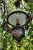 Gyönyörű  szecessziós antik majolika csillár lüszter lámpa villanyosítva Videó