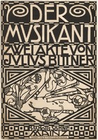 Der Musikant 1909 reprint koncert plakát nyomat Koloman Moser bécsi szecesszió geometrikus minta