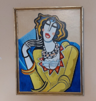 Wonderful art deco painting with 42x55 cm frame