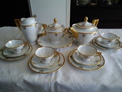 Beautiful hand painted, thick embossed gilt peace breakfast set.