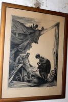 Rare etching 344 by Kálmán Istókovits