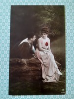 Old photo postcard 1917 couple in love vintage postcard