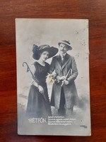 Old photo postcard 1920 love couple on Monday poem postcard