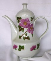 Retro g.D.R. East German /kahla/ flower-patterned porcelain tea and coffee pot, marked 25 cm high.
