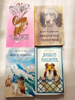 4 darab kutyás témájú retró ifjúsági könyv egyben, Lessie, Bim, Belle, Közös kutya