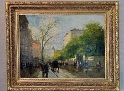 Berkes antal (1874-1938) city street oil painting for sale
