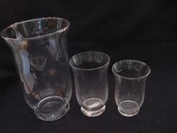 Hurricane candle holder, vase, decorative glass trio