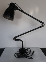 Antik industriál asztali lámpa, műhelylámpa porcelán kapcsolóval