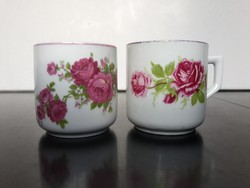 2 db antik Zsolnay porcelán kicsi rózsás kávés csésze