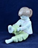 Cute, aquincum- porcelain little girl figure, Budapest, ca. 1950!!!