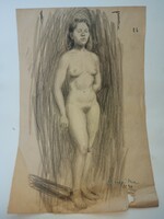 Sümegi vera charcoal drawing, nude, approx. A4 size