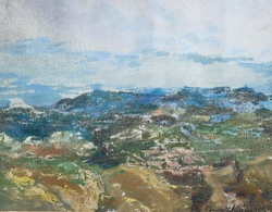 István Bede: hot summer, 1957 (oil painting in frame 40x44 cm) mountains, nature