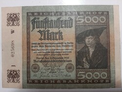 Németország  1922 december 5000 mark , márka