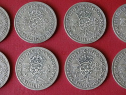 Great Britain 2 shillings (1 florin) silver 8 pcs !!! Full line between 1939-46 !!!