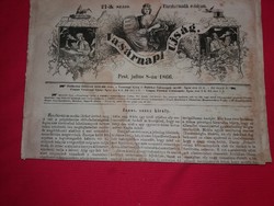 Antik 1866 .julius 08. VASÁRNAPI ÚJSÁG újság magazin szép állapot képek szerint