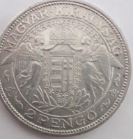 1938 s ezüst 2 pengő, nagyon szép megkímélt példány...