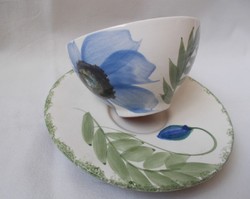 Handmade, poppy flower pattern 1 eye. Ceramic tea set