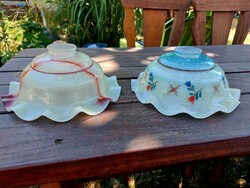 Old vintage lampshades with ruffled edges, ceiling lamps. 2 pieces together..