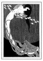 Szecessziós női akt polippal és halak Klinger 1908 reprint nyomat, tengeri lény geometrikus minta