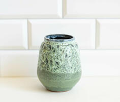 German retro ceramic vase - mid-century modern vase - mint green cracked