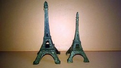2 darab bronzított fém Eiffel torony - miniatűra , polcdísz