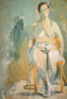 Sitting nude (mixed technique, 58x40 cm) large nude
