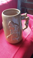 Miner's relic jug nude sculpture with tongs