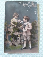 Old postcard 1917 children's photo postcard