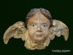 Xviii. Century baroque carved wooden angel putto i.