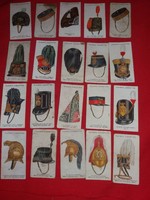 Antik 1930 gyűjthető PLAYERS NAVY CUT cigaretta reklámkártyák Katonai sapkák sisakok egyben 14