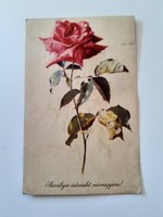 Old floral postcard red rose postcard