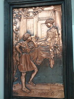 Szép részletgazdag jelzett bronz falikép.