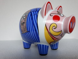 Rare Ritzenhoff porcelain piggy bank, designer piece designed by Tim Davies