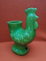 "GULDKROKEN" (HJO) Svéd, kakas alakú, zöld kerámia váza, dekoráció.