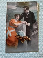 Old photo postcard 1921 love couple postcard