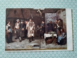Old postcard Münkacsy: night tramps Hungarian art postcard