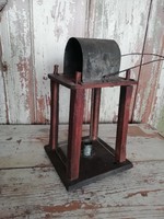 Wooden candle holder, storm lantern 19th century hardwood lantern