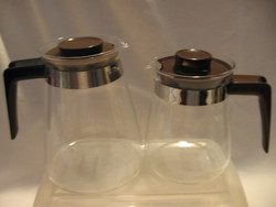 Retro heat-resistant Jena tea and coffee jug with brown handle 2 pcs