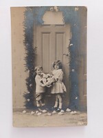 Régi képeslap 1913 fotó levelezőlap gyerekek
