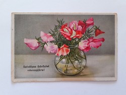 Old postcard 1942 floral postcard