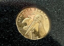 354T. 1 Forintról! 999‰ Arany (0,5 g) Andorai 1 Dináros érme, fehér gólya motívummal, 2012 évjárat!