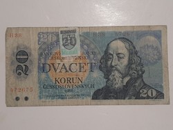 Czechoslovakia 20 kroner 1988 dvacet korun ceskolovenskych overstamped