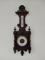 Antique Richly Carved Pewter Wall Thermometer Barometer Not Working 938 5741