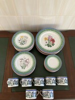 Porcelain plates and cups with a unique smithsonian institution botanical pattern