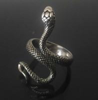 Special silver ring, coiling snake